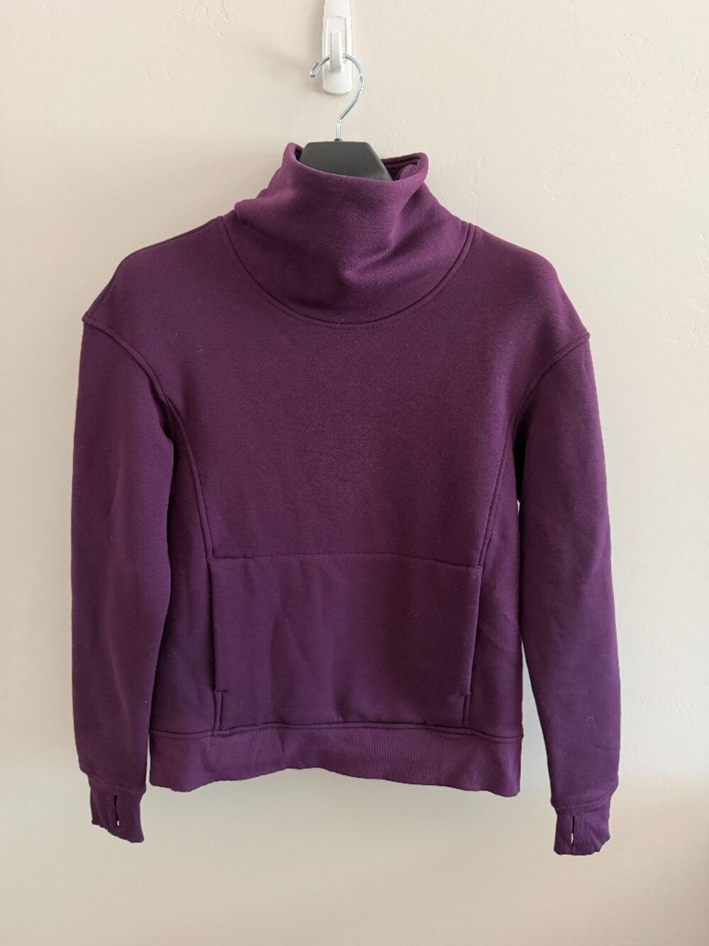 Lululemon Full Flourish Pullover Cowl Neck Plum Sweatshirt SZ 6 Luxtreme Pockets
